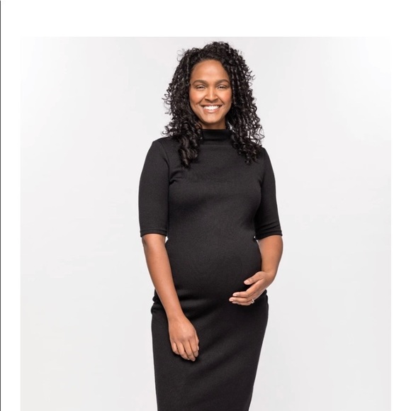 Black Knit Funnel Neck Maternity Sweater Dress - Picture 2 of 5
